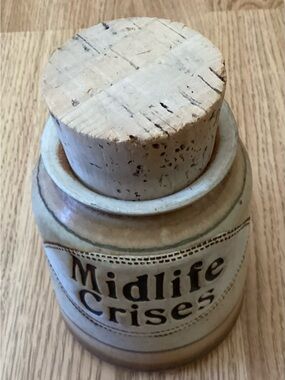 Brophy Word Jar - Handmade - Orange/Beige/Blue - Midlife Crises - New